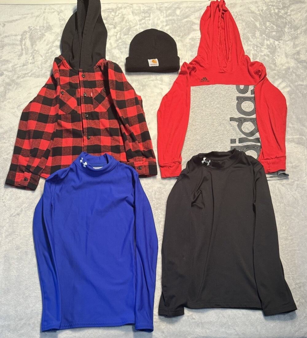 Size 6 7 S Boys Long Sleeve Shirts Hoodie Under Armour Levi’s Adidas Carhartt